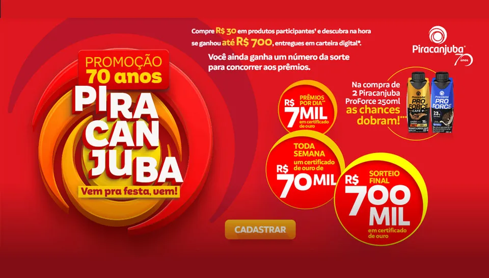 Promoção 70 Anos Piracanjuba Vem pra Festa