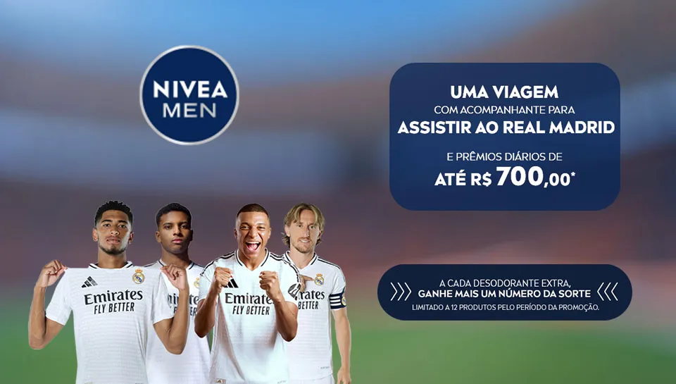 Promoção Nivea Men Te Leva para Assistir ao Real Madrid 2025