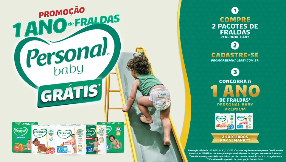 Promoção 1 Ano de Fraldas Grátis Personal Baby 2025