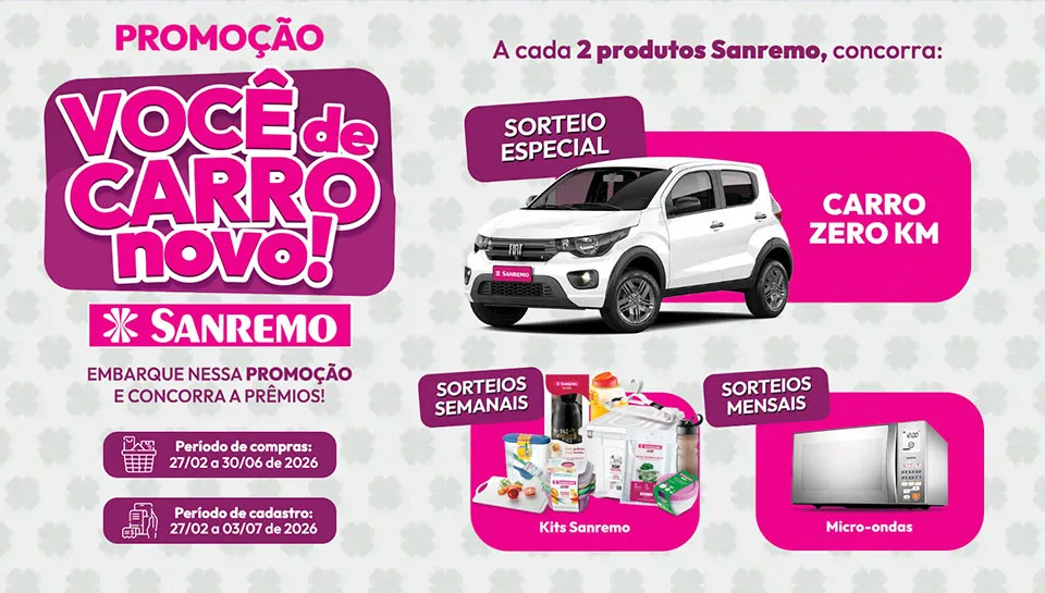 Promoção Sanremo Você de Carro Novo 2026