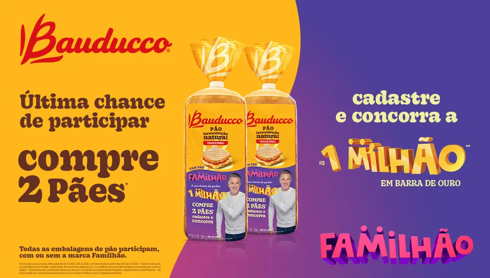Promoção Bauducco e Familhão 2026.