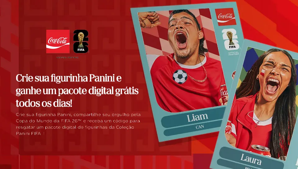 Promoção Coca-Cola Crie sua Figurinha Panini 2026