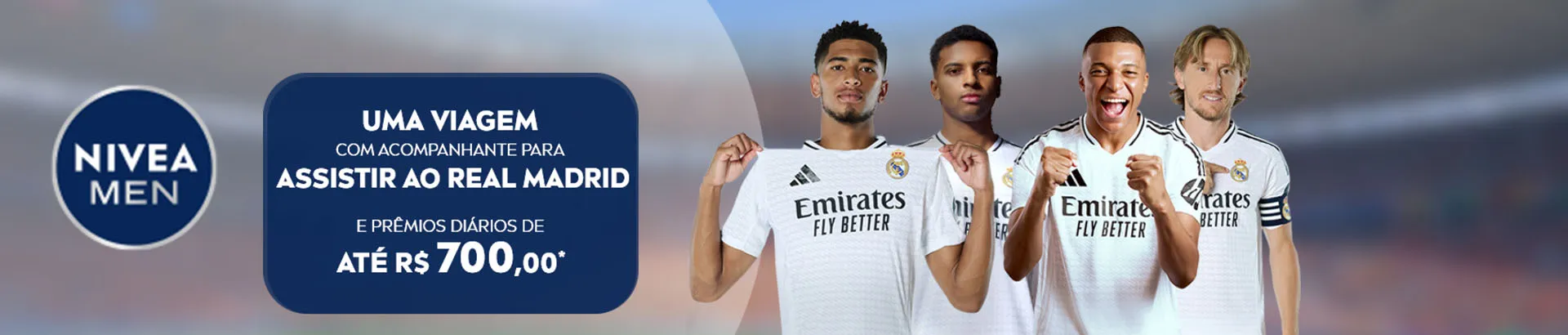Promoção Nivea Men Te Leva para Assistir ao Real Madrid 2025