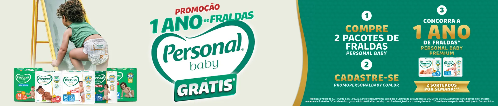 Promoção 1 Ano de Fraldas Grátis Personal Baby 2025
