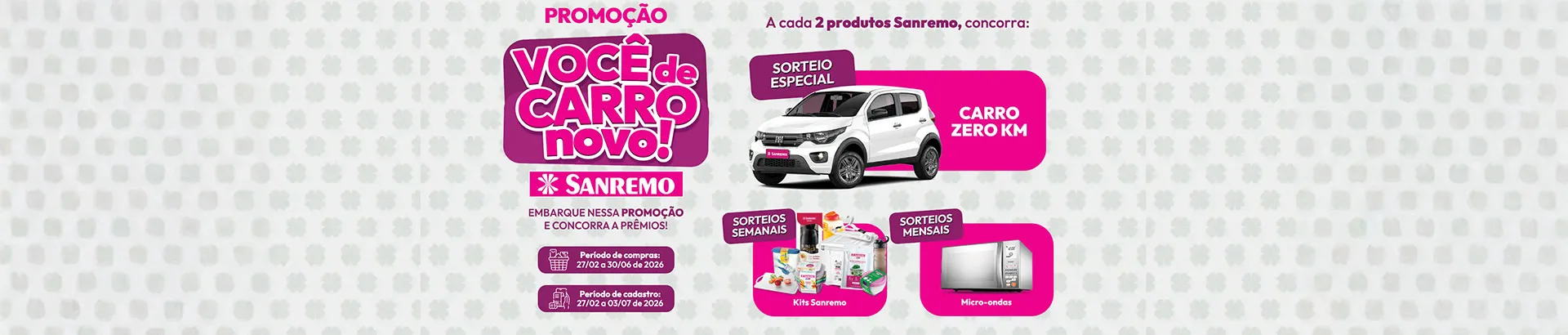 Promoção Sanremo Você de Carro Novo 2026
