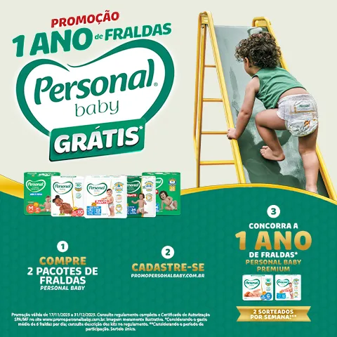 Promoção 1 Ano de Fraldas Grátis Personal Baby 2025